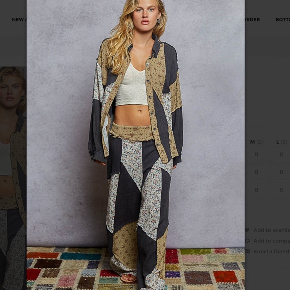 💕 POL “ SONOMA 2 “ POL Top in Double Gauze and Woven Patchwork Design 84 - Picture 5 of 5